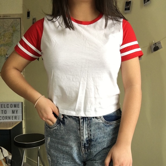 cropped varsity baseball baby tee - Picture 3 of 3